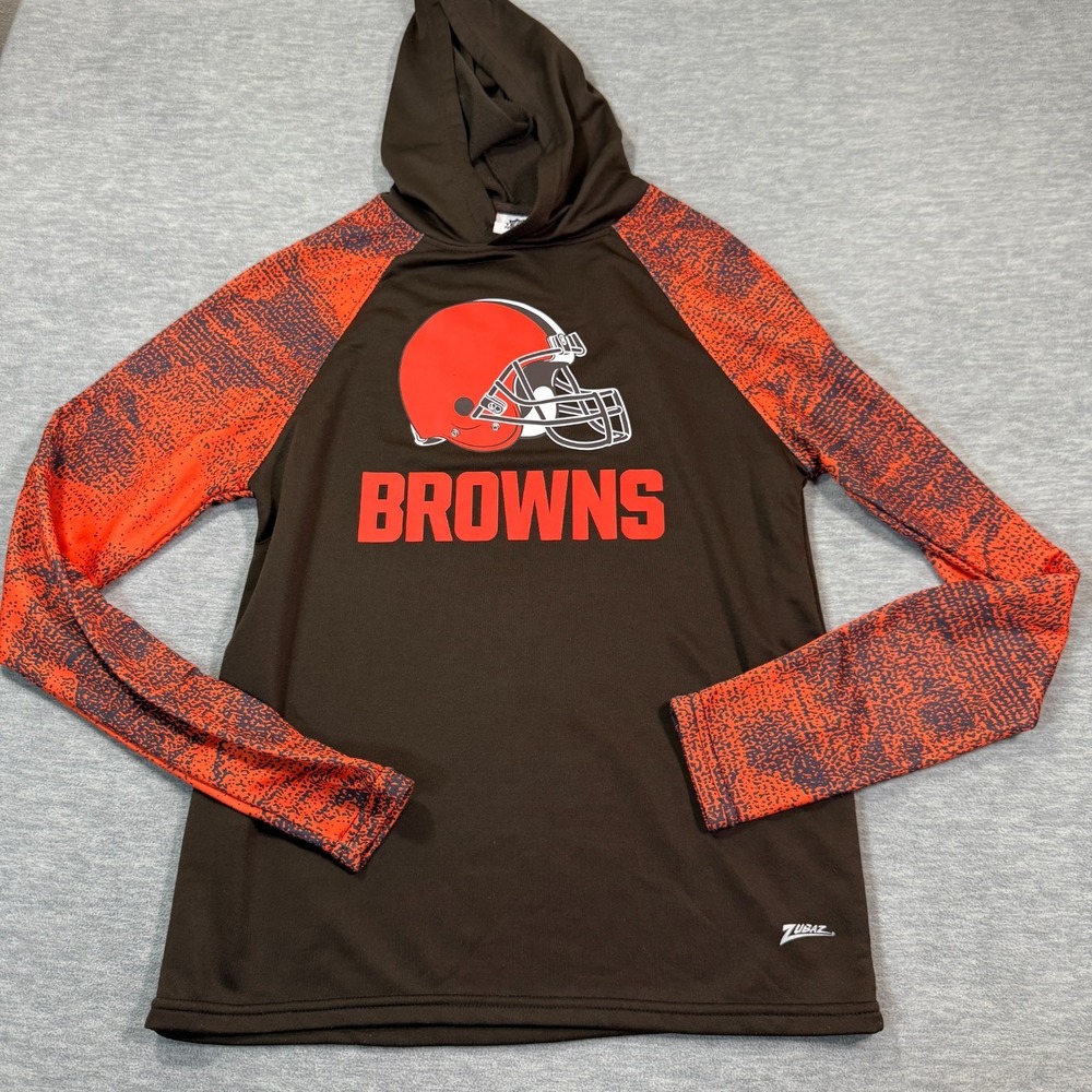 Zubaz Hoodie Mens‎ Small Brown Orange Pullover NFL Cleveland Browns Graphic